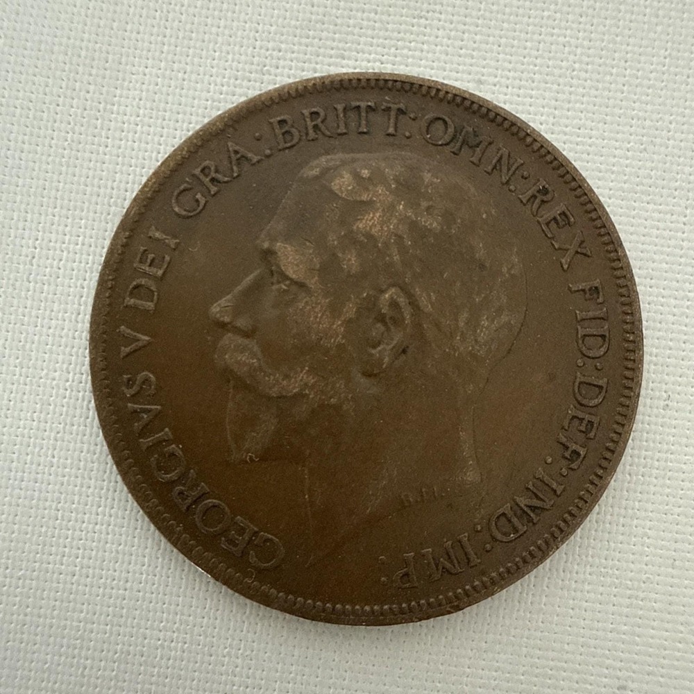 1921‎ Georgivs V Dei Gra Britt Omn Rex Fid Def Ind Imp: One Penny Coin